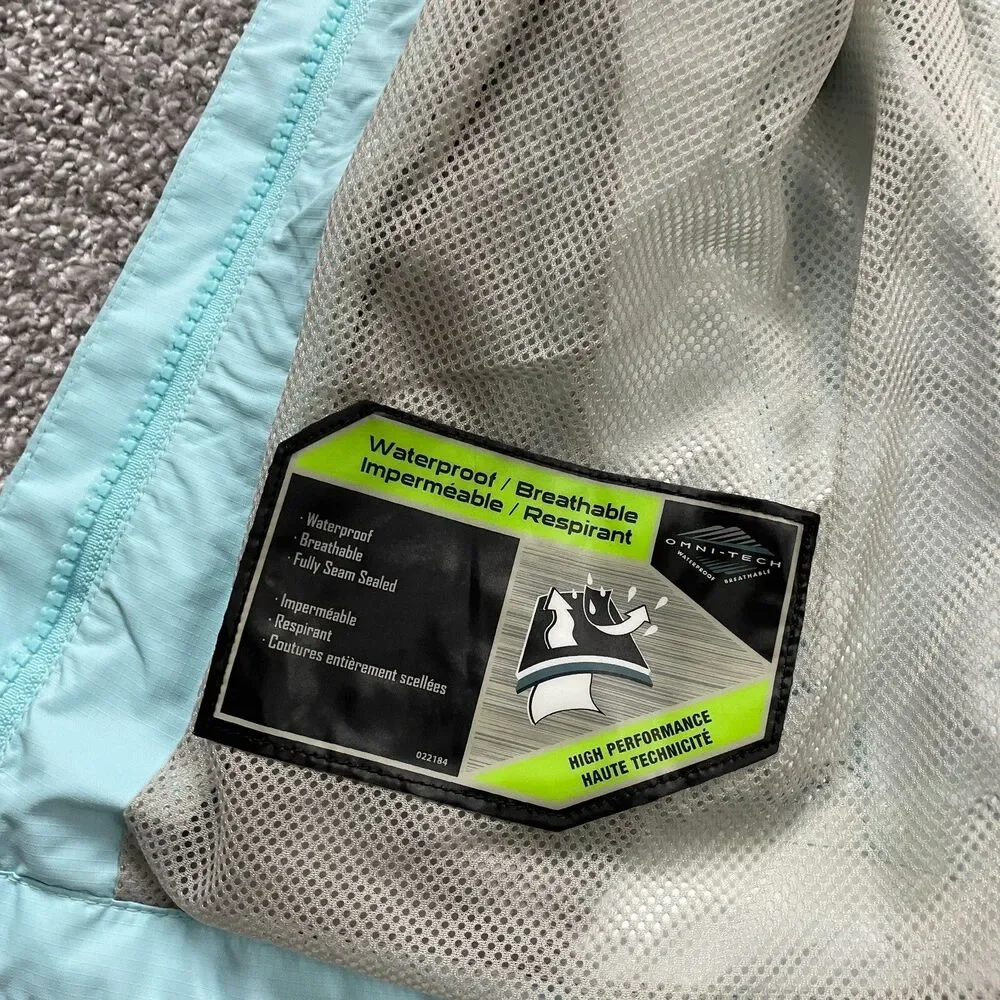Columbia Titanium Jacket Youth Large 14/16 Light Blue Zip Omni Tech Windbreaker